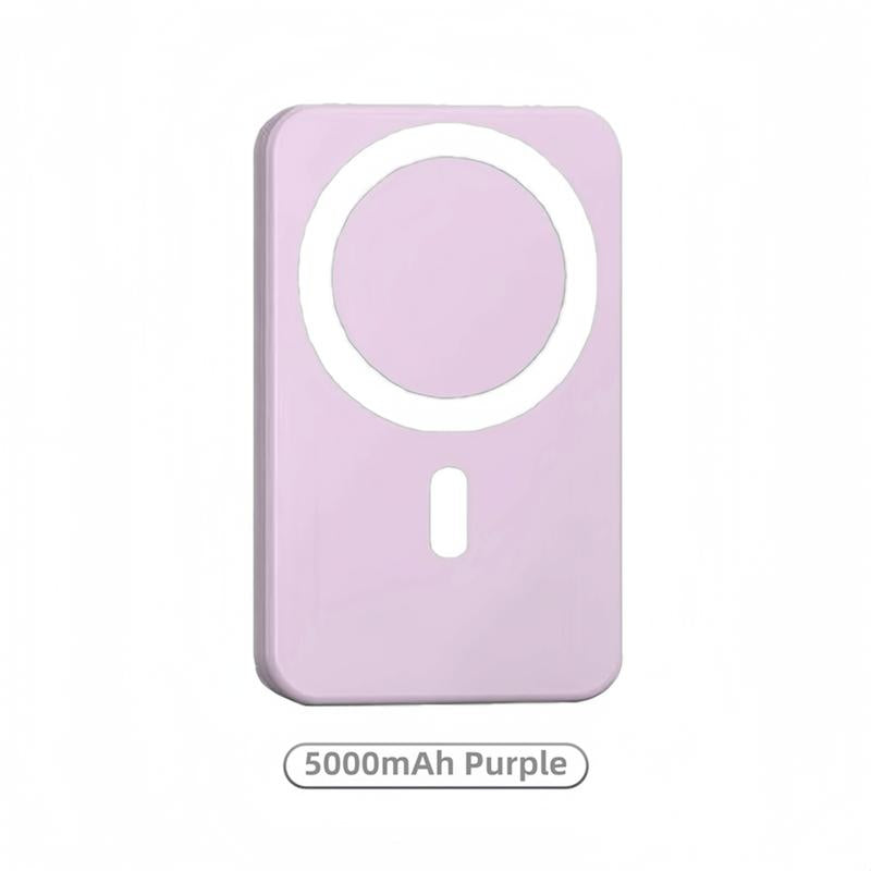 Magnetic Portable Charger 5000mAh - MagSafe-Compatible Wireless Power Bank with USB-C PD 20W Fast Charging, Slim Mini Battery Pack for iPhone 17/16/15/14/13/12 and Qi-Compatible Android Devices (Includes Ring)