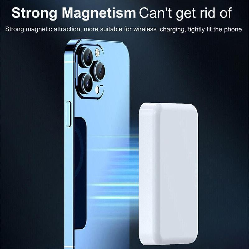 Magnetic Portable Charger 5000mAh - MagSafe-Compatible Wireless Power Bank with USB-C PD 20W Fast Charging, Slim Mini Battery Pack for iPhone 17/16/15/14/13/12 and Qi-Compatible Android Devices (Includes Ring)